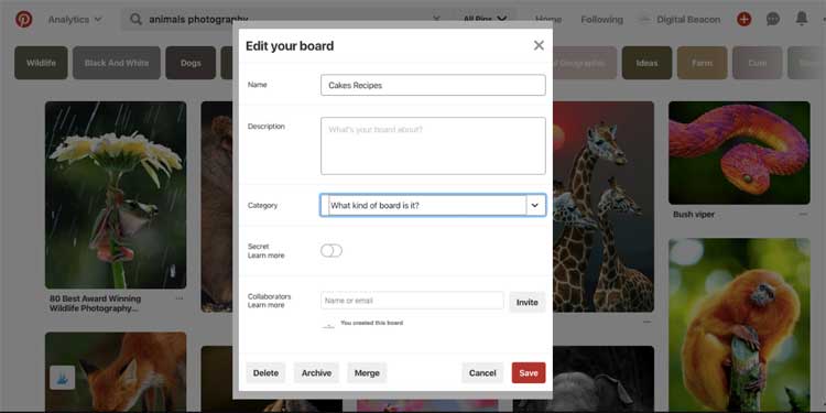Create Board Pinterest